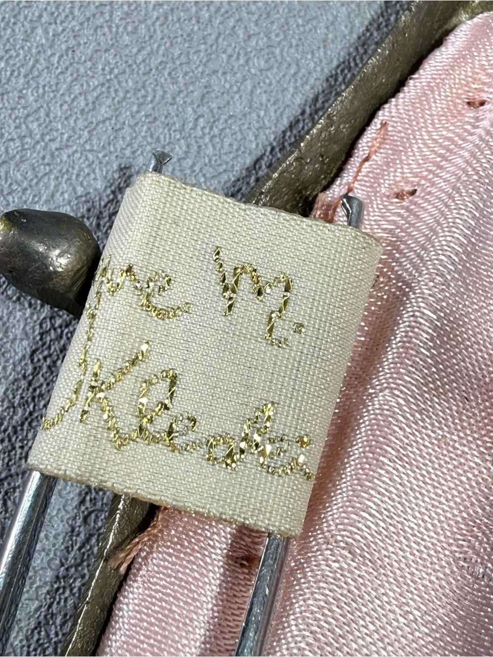 Wayne M Kleski Vintage Pink Silk & Mesh Floral Embroidered Beaded Clutch